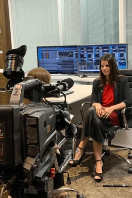 Entrevista gravada em uma redação